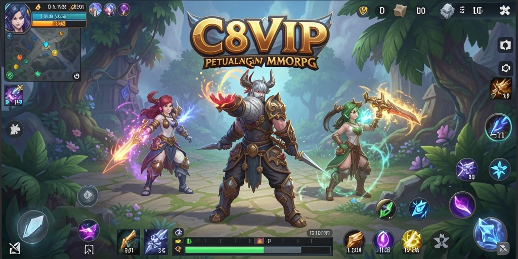 Gameplay dinamis C8VIP dalam lingkungan MMORPG yang kaya.