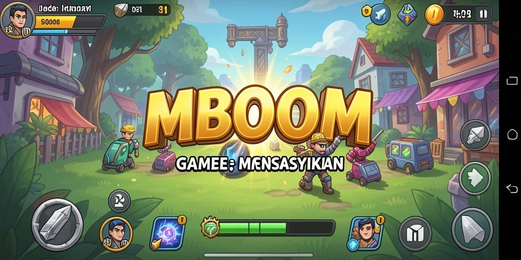 Tampilan gameplay menarik dari MBOOM dengan karakter yang lucu.