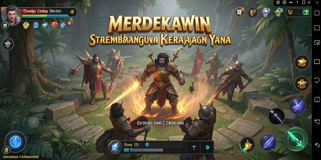 Tangkapan layar gameplay <strong>MERDEKAWIN</strong> yang menunjukkan taktik pertempuran.