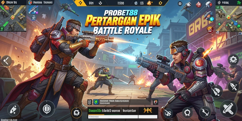Tangkapan layar PROBET88 menunjukkan aksi seru dalam game Battle Royale.