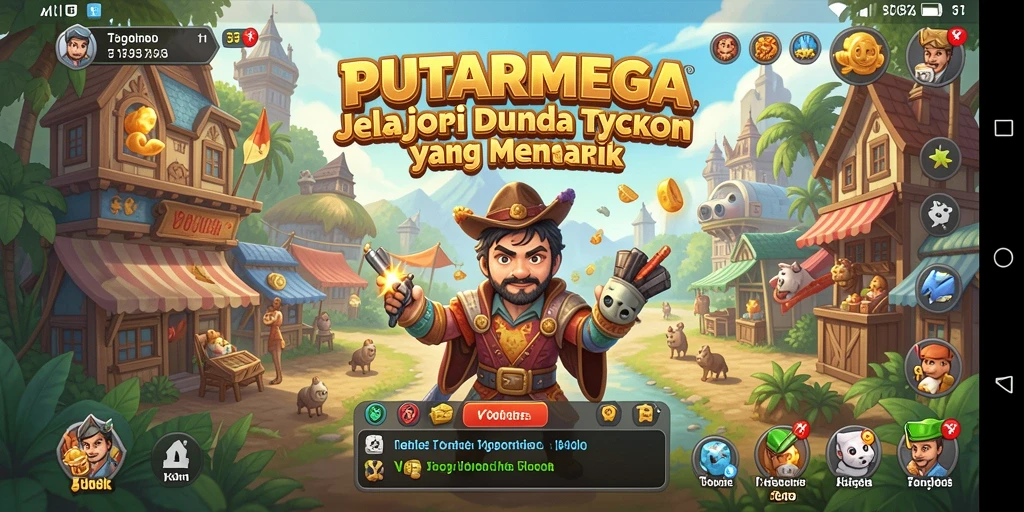 Tampilan gameplay PUTARMEGA dengan elemen Tycoon yang menarik.