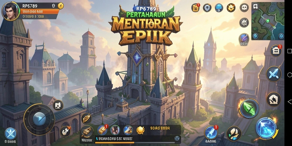 Tampilan gameplay menara pertahanan yang menegangkan dan strategis.