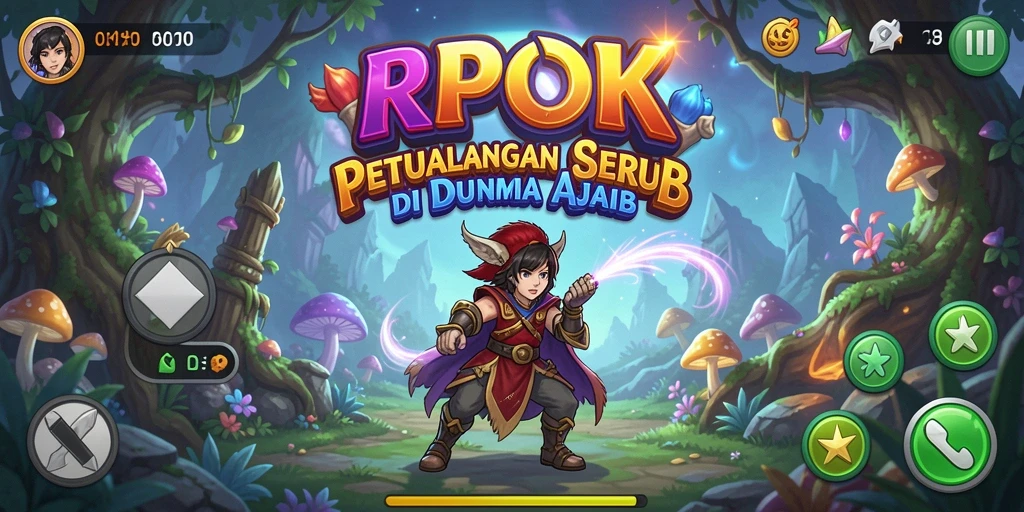 Screenshot RPOK menampilkan karakter utama menjalani petualangan di dunia penuh misteri.