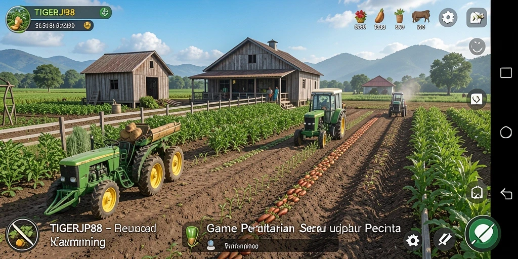 Tampilan gameplay <strong>TIGERJP88</strong> saat pemain mengelola pertanian.