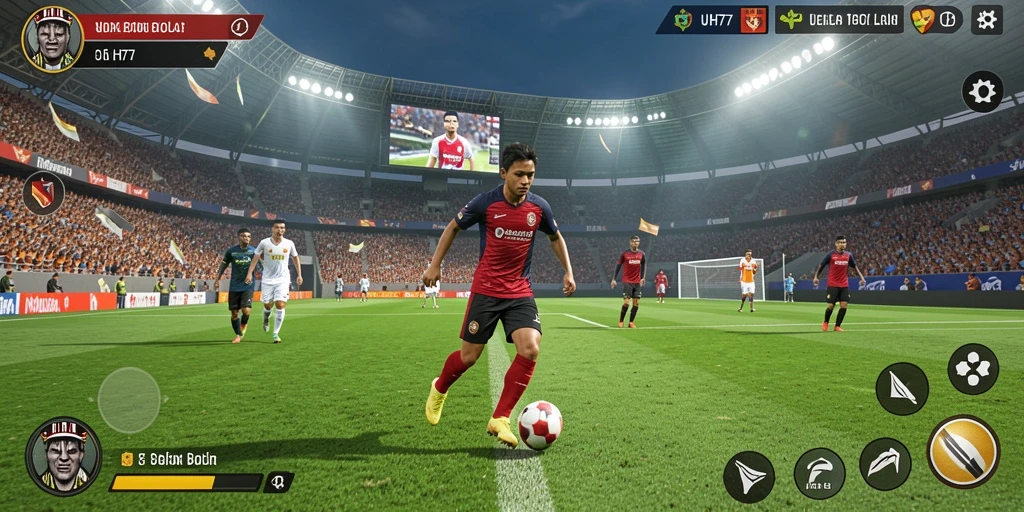 Screenshot UH77 menunjukkan aksi seru dalam kompetisi sepak bola.